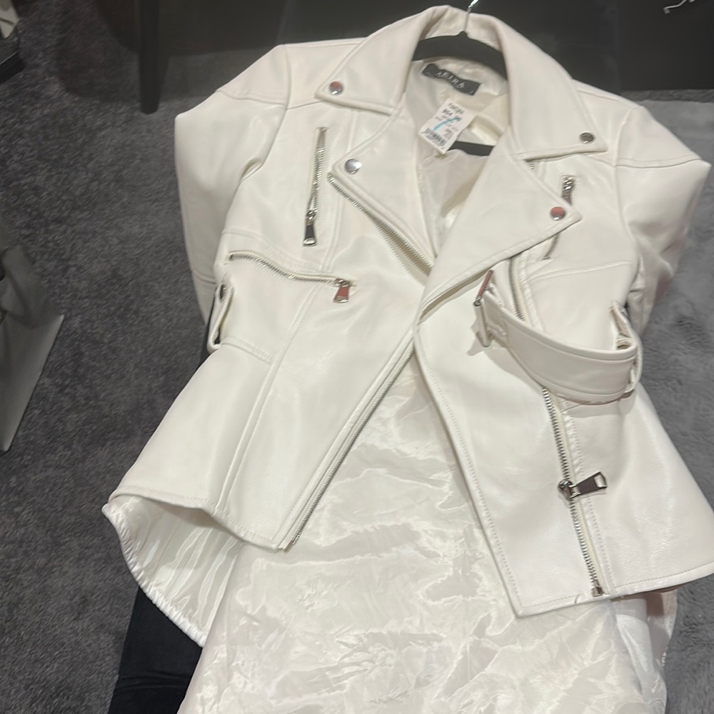 Brand new White Pu Leather Motorcycle jacket
